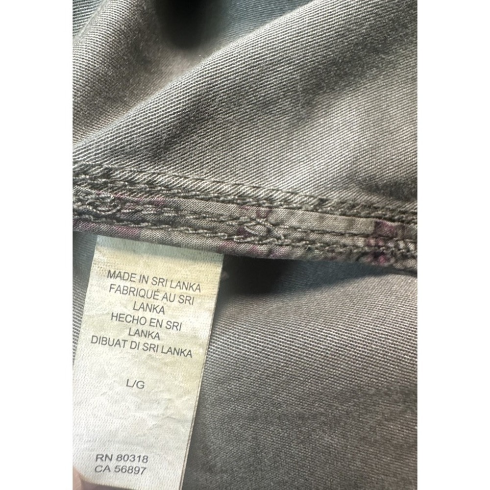 Lucky Brand Jacket Womens Large Green Twill Military Full Zip Pockets Utility - Picture 5 of 5